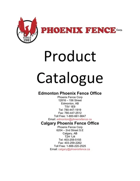 Cover of the Phoenix Fence product catalogue