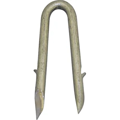 Galvanized barbed fence staple