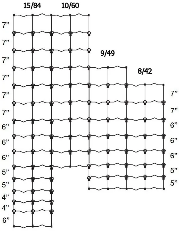 Game fence wire spacing diagram showing 20/96/6
