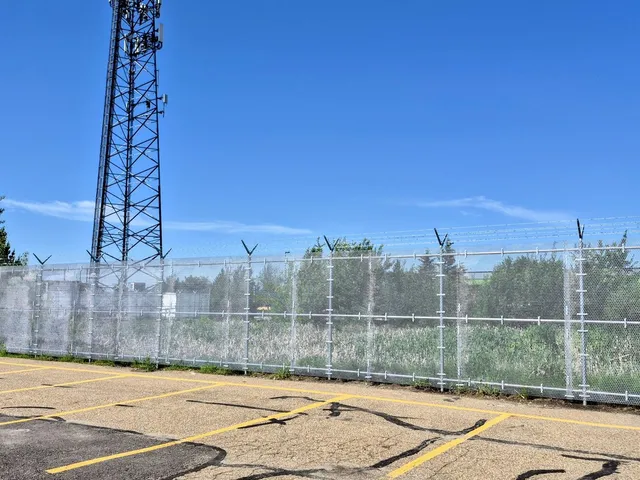Galvanized security fence at the yard corner, Kennedale Eco Station