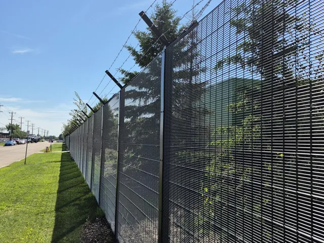 Welded mesh security fence with barbed wire, Kennedale Eco Station