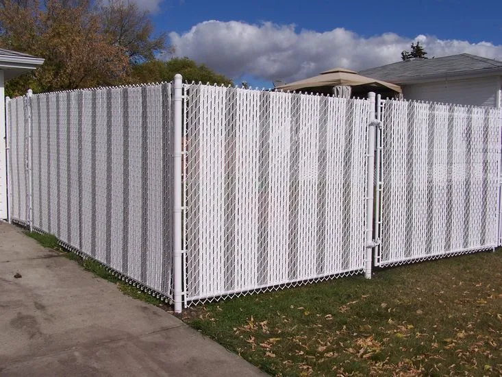 Privacy slats installed in a chain link fence
