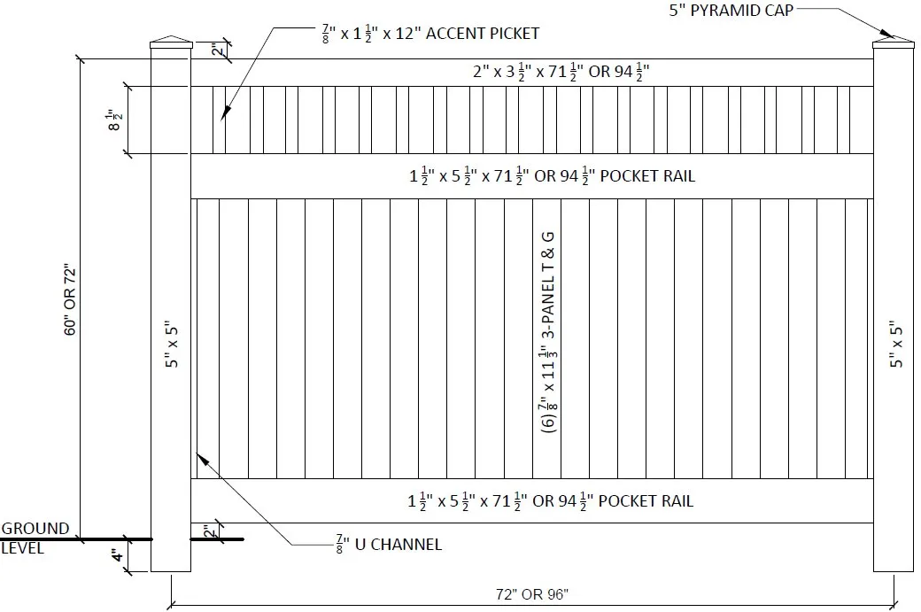 Estate: Privacy & Picket Accent panel drawing
