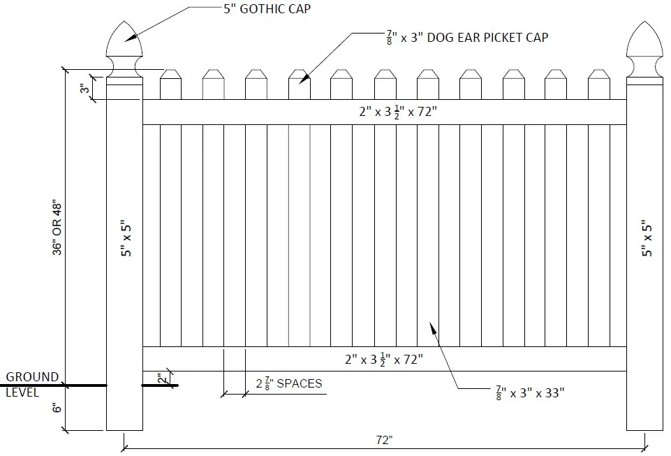 Picket: Colonial panel drawing